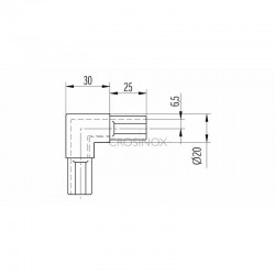 EMBOUT POUR TUBE PROFILE D20X1,25MM,AISI304 BROSSE