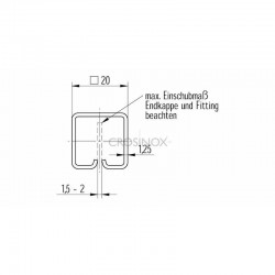 TUBE PROFILE 20X20X1,25MM, L3000MM,POUR T