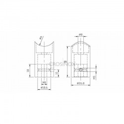 ENTRETOISE TUBE D33,7MM / PLAT - L 55MM,AISI316 BROSSE
