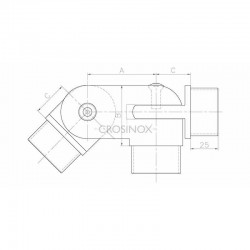 RACCORD ARTICULE D42,4 X 2 MM,SORTIE VERTICALE, AISI316 BROSS