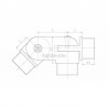 RACCORD ARTICULE D42,4 X 2 MM,SORTIE VERTICALE, AISI316 BROSS