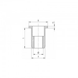 ECROU A SERTIR M8X1,25MM, TeTE PLATE,AISI304