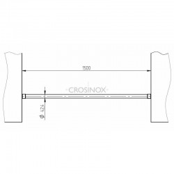 KIT APPUI DE FENETRE L1500 MM, D42,4MM, AISI304 BROSSE