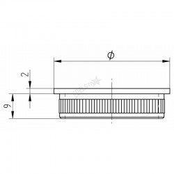 EMBOUT MOLETE, PLAT, POUR D42,4X2,0MM,AISI304 BROSSE