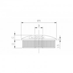 EMBOUT MOLETE, BOMBE, POUR D33,7X2,0MM,PERCAGE M8, AISI304 BROSSE