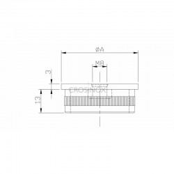 EMBOUT MOLETE, PLAT, POUR D42,4X2,0MM,PERCAGE M8, AISI316 BROSSE