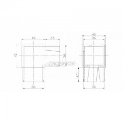 COUDE 90DEG POUR 40X40X2,0MM,AISI316 BROSSE