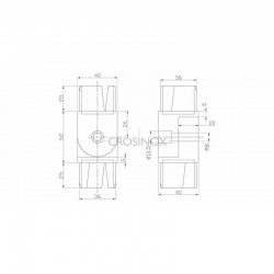COUDE ARTICULE POUR 40X40X2,0MM,AISI316 BROSSE