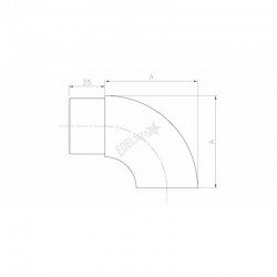 EMBOUT COUDE PLAT, D42,4X2,0MM, L92MM,AISI316 POLI MIROIR