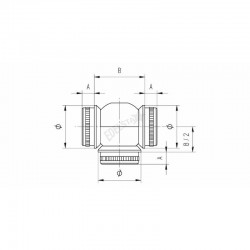 RACCORD EN T SPERIQUE AVEC DEPART VERTICA,POUR D48,3X2,0 MM, AISI304 BROSSE