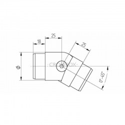 ARTICULATION UNIVERSELLE 0-45DEG,D48,3X2,0MM, AISI316 BROSSE