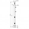 POTEAU DROIT SUR PLATINE, D42,4 X 2,0 MM,EQUIPE PINCES/SUPP. LISSE ET MC