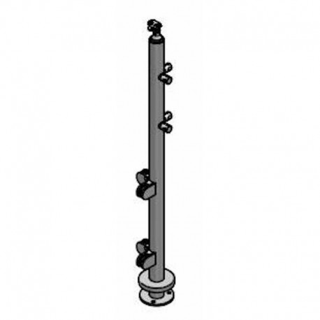 POTEAU ANGLE SUR PLATINE, D42,4 X 2,0 MM,EQUIPE PINCES/SUPP. LISSE ET MC