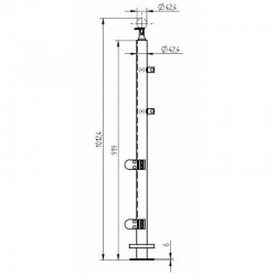 POTEAU ANGLE SUR PLATINE, D42,4 X 2,0 MM,EQUIPE PINCES/SUPP. LISSE ET MC