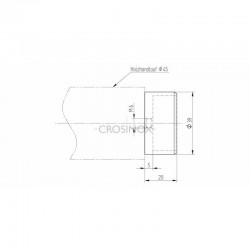ADAPTATEUR A COLLER POUR LISSE BOIS D45MM,AISI316 BROSSE