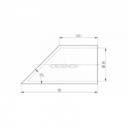 EXTREMITE PAN COUPE P/LISSE BOIS D45MM,AISI316 BROSSE