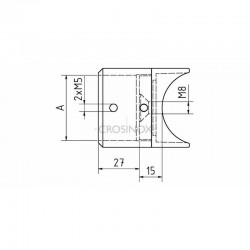 RACCORD POUR TUBE D42,4MM,SUR TUBE PLAT , AISI316 BROSSE