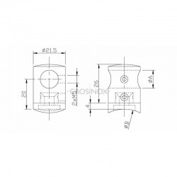 SUPPORT DE LISSE 12,2 MM SUR TUBE 42,4MM,AISI316 BROSSE