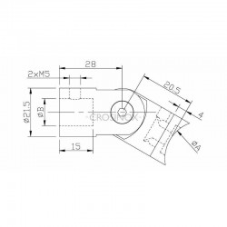 SUPPORT DE LISSE 16,2MM ORIENTABLE,SUR TUBE D42,4MM, AISI316 BROSSE