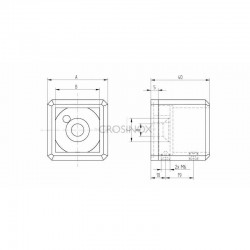 ADAPTATEUR POUR TUBE CARRE 30X30MM,AISI316 BROSSE