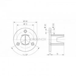 PLATINE POUR TUBE A DOUBLE GORGE,AISI316 BROSSE