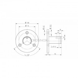 PLATINE MURALE POUR TUBE A GORGE,D42,4X1,5MM, AISI316 POLI MIROI