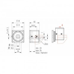 ADAPTATEUR POUR TUBE A GORGE 30X30X1,25MM,GAUCHE, AISI316 BROSSE