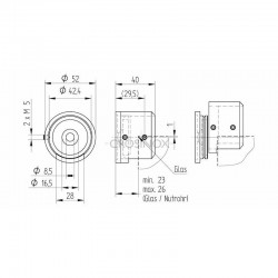 ADAPTATEUR POUR TUBE A GORGE D42,4MM,GAUCHE, AISI316 BROSSE