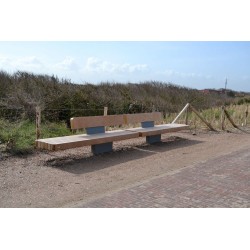 Banc en bois double avec dossier modèle MODULO II photo en situation