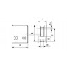 Fixation verre par point, 55 x 25 mm, support plat,  AISI 304