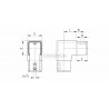 Coude vertical tube a gorge 40x40mm 
