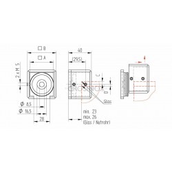 Fixation murale tube a gorge 40x40 gauche