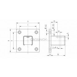 Platine murale tube a gorge 60x40mm  