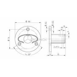 Platine murale tube a gorge oval 80x40mm   