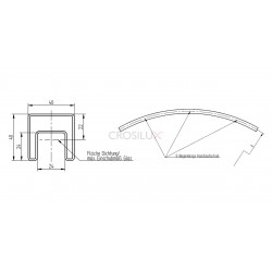 Main-courante / Set tube a gorge carre 40x40mm. cintre