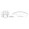 Main-courante / Set tube a gorge carre 40x40mm. cintre