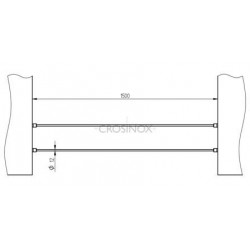 KIT DE 2 LONGUEURS L 1500 MM EN ROND DE 12 MM, AISI304 BROSSE