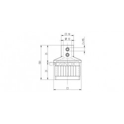EMBOUT CARRE 40X40X2,0MM,RESERVATION POUR TIGE DE 12MM