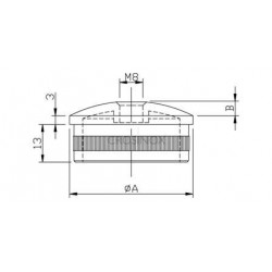EMBOUT MOLETE, BOMBE, POUR D42,4X2,0MM,PERCAGE M8, AISI316 BROSSE