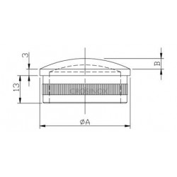 EMBOUT MOLETE, BOMBE, POUR D33,7X2,0MM,AISI316 BROSSE