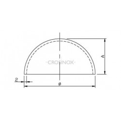 DEMI-SPHERE CREUSE, D90,0MM,AISI304 TOURNE BRUT