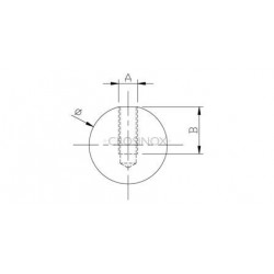 SPHERE PLEINE D30MM, TROU BORGNE TARAUDE,AISI304 POLI MIROIR