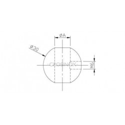 SPHERE PLEINE D30MM,VIS REGLAGE M6,TROU,DEBOUCHANT D12,2MM, AISI304 POLI MIROIR