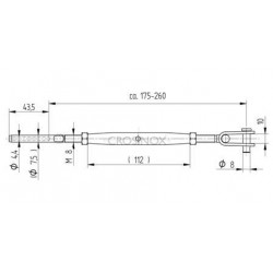 TENDEUR DE CÂBLE 4MM A 1 CHAPE,AISI316