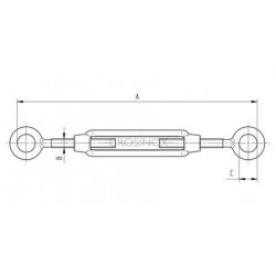 TENDEUR 2X 1 OEIL, CÂBLE 4MM,AISI316 BROSSE