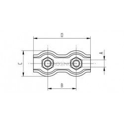 SERRE-CÂBLE DOUBLE 25X20MM, CÂBLE 5MM,AISI316 BROSSE