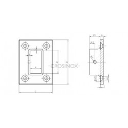 PLATINE SOL/MUR POUR 30X50X2MM,AISI304 BROSSE