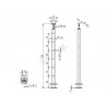 POTEAU SUPPORT D42,4X2,0MM, H970MM,6 PERCAGES, AISI304 BROSSE