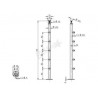 POTEAU SUPPORT D42,4X2,0MM, H970MM,5 SUPPORTS DE LISSES, AISI304 BROSSE