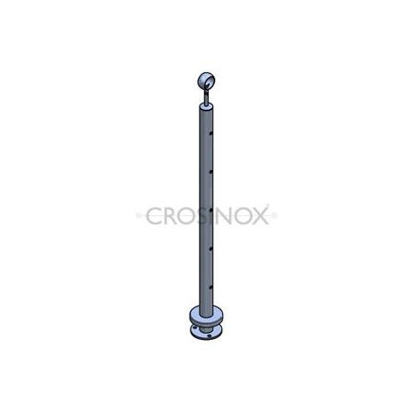 POTEAU DE GARDE-CORPS D42,4 X 2,0 MM,AISI304, 5XTROU DEBOUCH. D10,2M